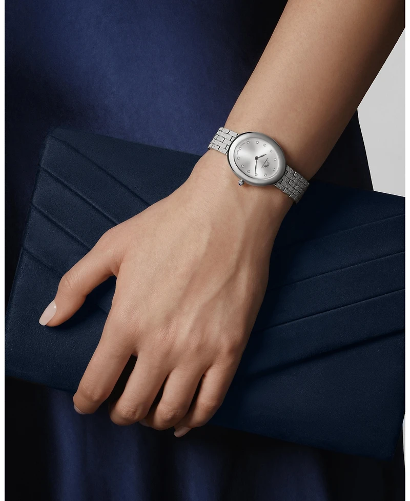 Porsamo Bleu Women's Angelica Topaz Silver Tone Stainless Steel Bracelet Sunray Dial Watch 35 mm
