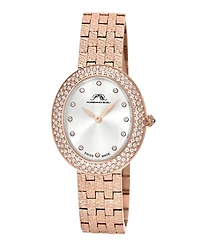 Porsamo Bleu Women's Angelica Topaz Rose Tone Stainless Steel Bracelet Sunray Dial Watch 35 mm