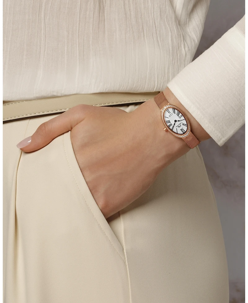 Porsamo Bleu Women's Eloise Watch with Topaz Gemstone and Mesh Stainless Steel Bracelet 1352CELS