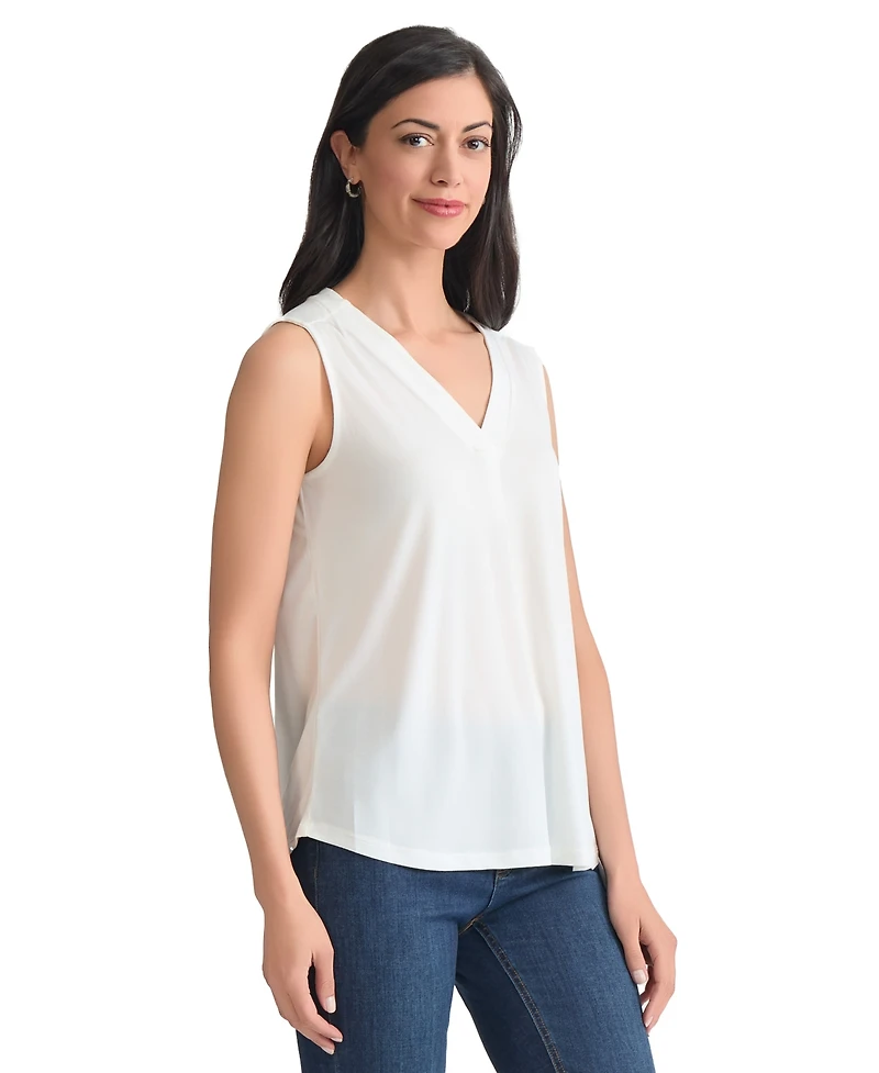 Jones New York Women's Crepe Sleeveless V-Neck Top