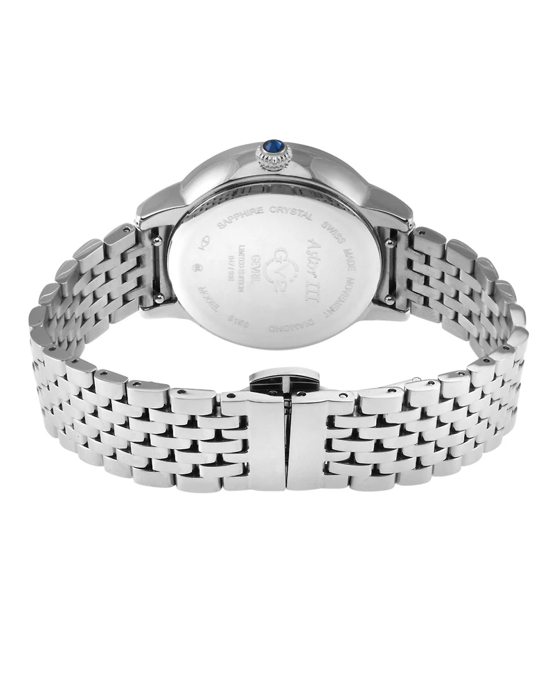 GV2 by Gevril Women's Astor Iii Swiss Quartz Diamond Ip Gold Stainless Steel Bracelet Watch