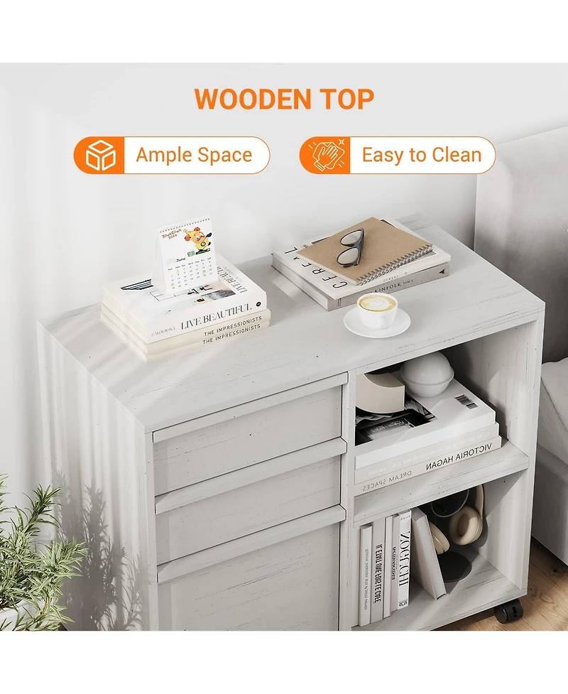 gaomon-Drawer File Cabinet with Open Shelves and Wheels for Letter and A4 Files
