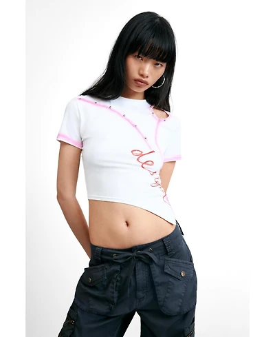 Desigual Women's Asymmetric 100% Cotton T-shirt