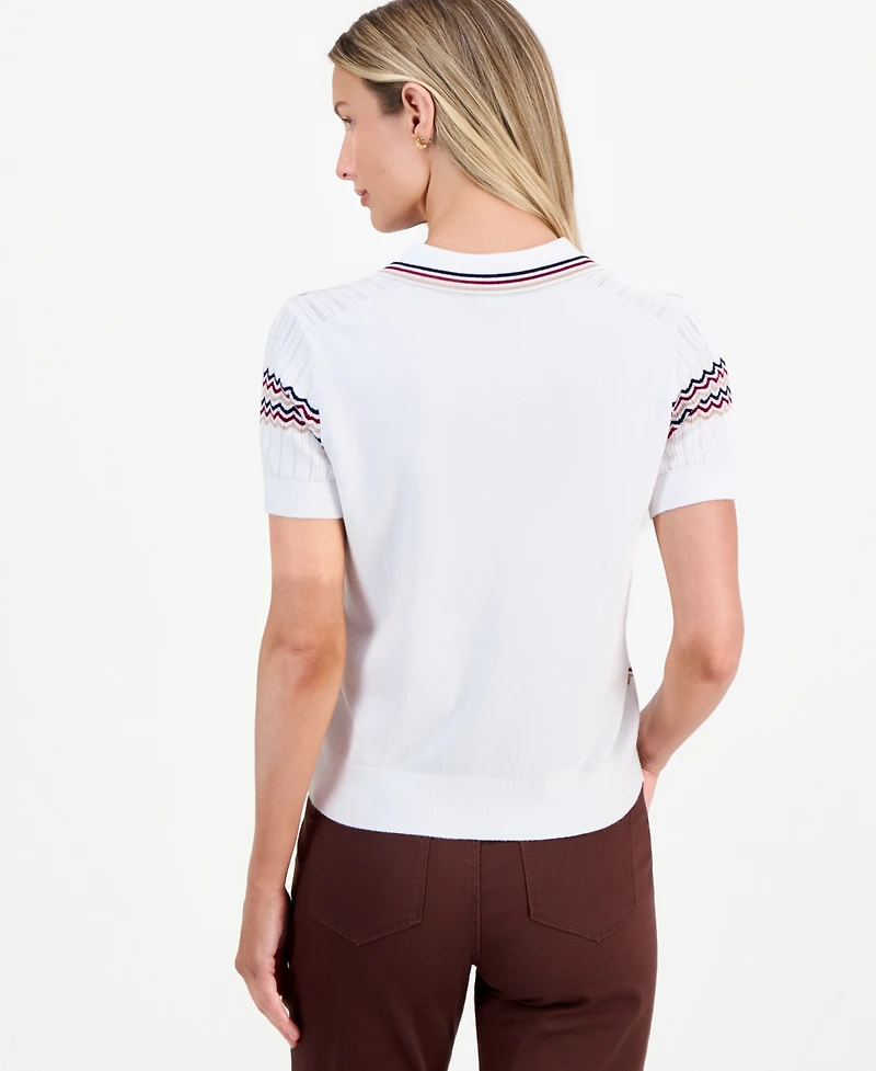 Nautica Women's Short-Sleeve Polo Sweater