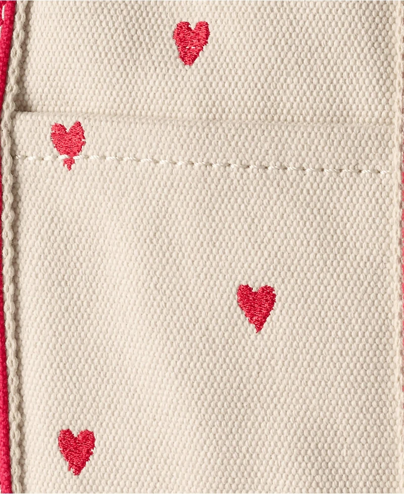 Lands' End Small Embroidered 3 Pocket Zip Top Canvas Tote Bag