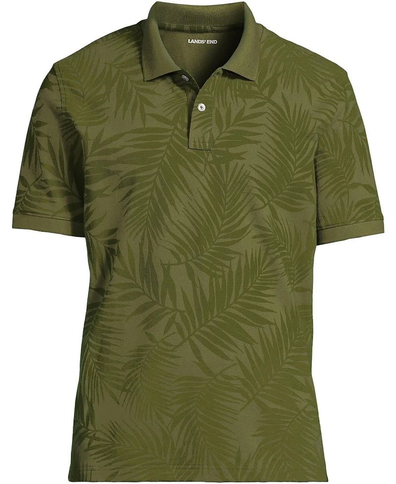Lands' End Men's Short Sleeve Pique Printed Polo