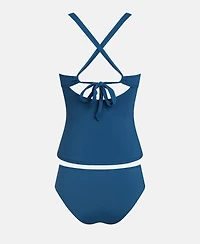 Cupshe Women's Scoop Neck Cross-Back Tankini Set