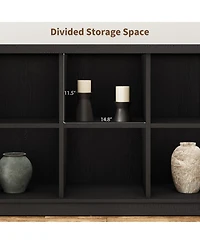 Gaomon 8 Cube Farmhouse Book Shelf, 2-Tier Storage Freestanding Bookcase Cabinet for Living Room, Entryway