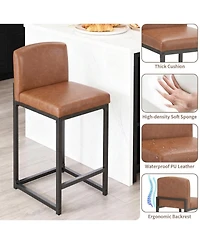 homfan 4/6 Bar Stools, modern counter-height chairs with back, footrest, and faux leather-ideal for kitchen islands bars