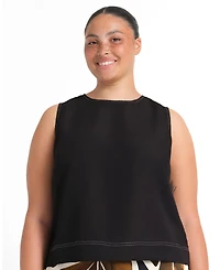 Estelle Women's Shae Linen Contrast Crew Tank Top