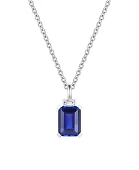Macy's Lab-Grown Sapphire (1-3/4 ct. t.w.) & Lab-Grown White Sapphire (1/10 ct. t.w.) Pendant Necklace in Sterling Silver