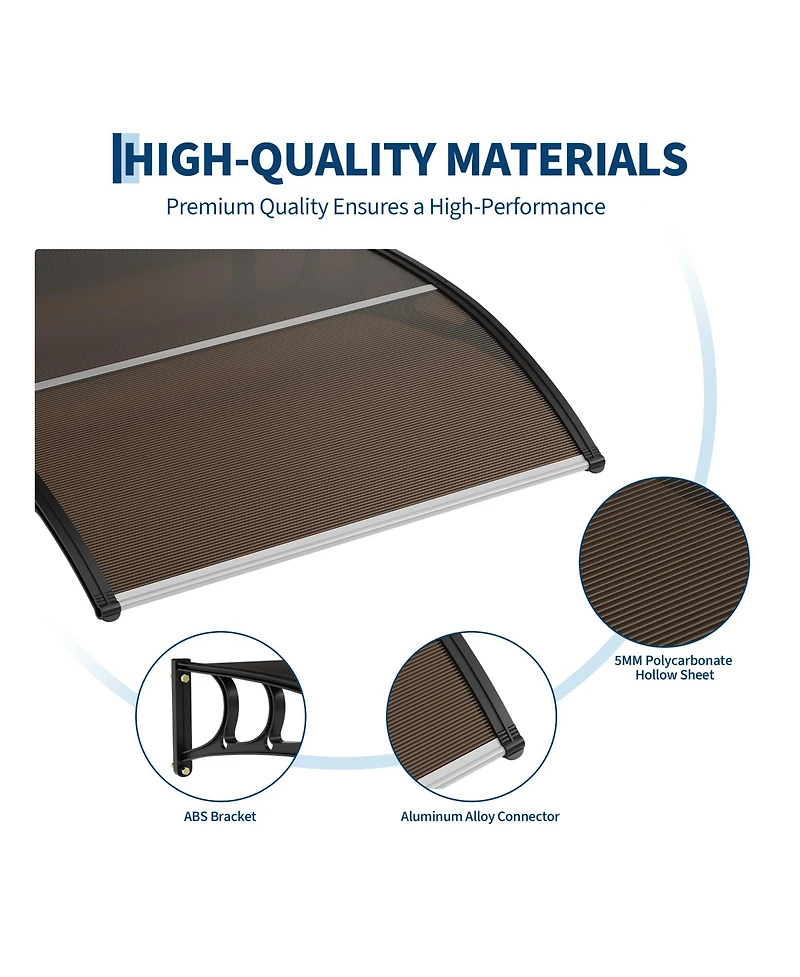 gaomon 40inch x40inch Window Awning Canopy Exterior, Polycarbonate Cover, for Door Entrance