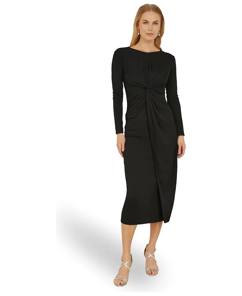 Yumi Women's Midi Fitted Stretch Dress