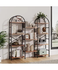 gaomon 4-Tier 63 Inch Industrial Arched Triple Column Bookshelf, Storage Rack for Living Room, Bedroom, Home Office