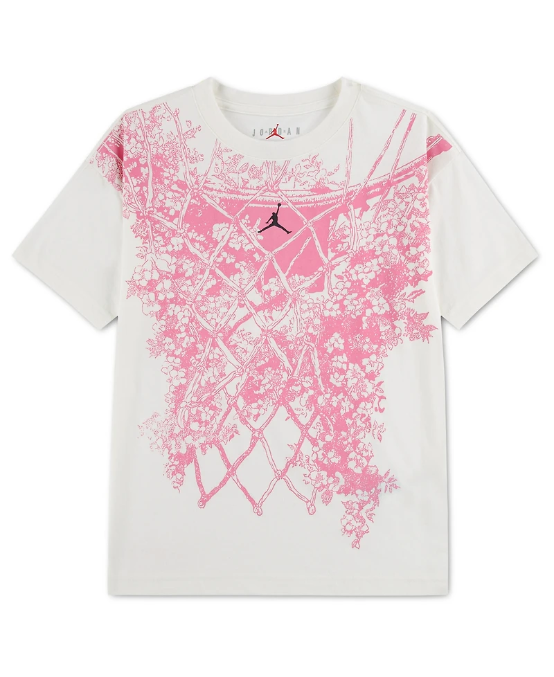 Jordan Girls' 7-16 Floral Net Graphic Short-Sleeve T-Shirt