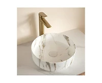 Casainc Round Vessel Bathroom Sink Ceramic Basin Stone Pattern Finish Countertop
