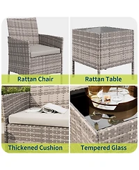 gaomon 3-Piece Outdoor Furniture Set, Pe Rattan, All-Weather Patio Set for Garden Backyard Porch