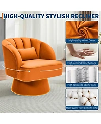 gaomon Modern 360degree(s) Swivel Barrel Accent Chair, Velvet Upholstered, Striped Back, Plush Seat For Living Room Bedroom Or Reading Nook