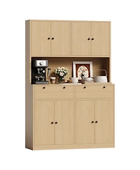gaomon Tall Kitchen Pantry Cabinet with Charging Station, 8 Doors, 2 Drawers, for and Dining Room