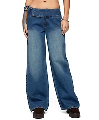 Edikted Women's Cleo Tie Waist Low Rise Baggy Jeans