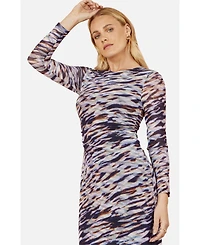 Yumi Women's Abstract Stripe Ruched Midi Dress