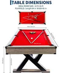 Xo 7FT Pool Table Set, Billiard Table with Cues, Balls, Chalk and Accessories, Heavy Duty Game Table for Home