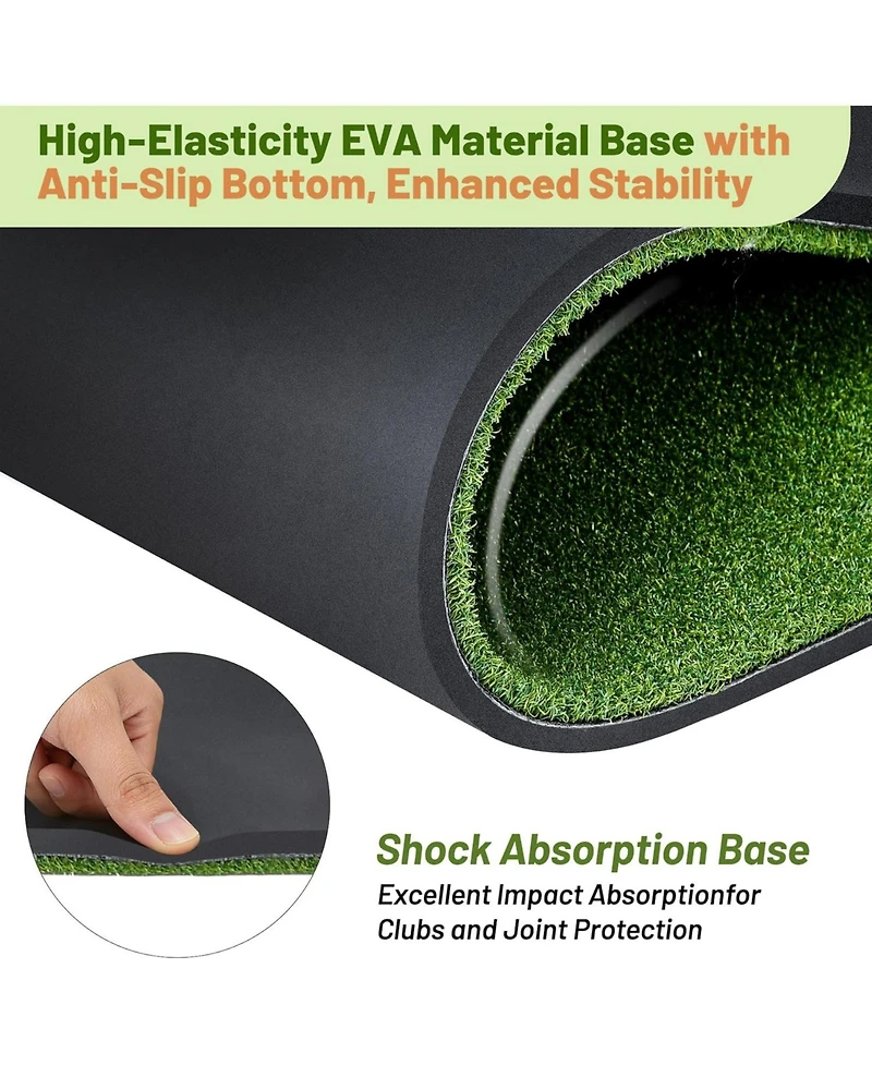 Xo 5x4FT Golf Practice Mat, 45mm/22mm Thick Turf with Alignment Guides for Indoor Outdoor Driving Chipping Training