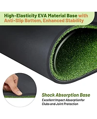 Xo 5x4FT Golf Practice Mat, 45mm/22mm Thick Turf with Alignment Guides for Indoor Outdoor Driving Chipping Training