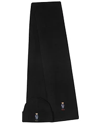 Polo Ralph Lauren Men's Denim Bear Beanie and Scarf, 2-Piece Set