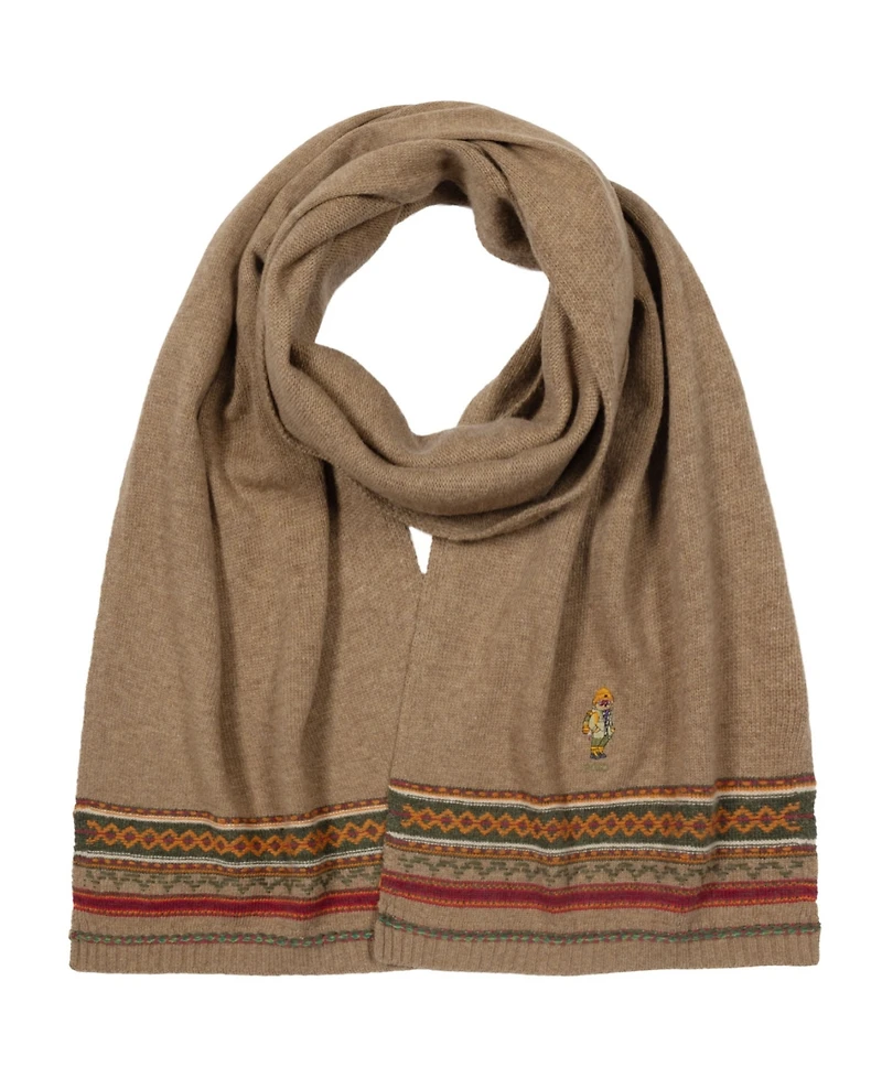 Polo Ralph Lauren Men's Wool Blend Red Rocks Bear Fair Isle Scarf