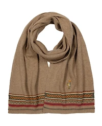 Polo Ralph Lauren Men's Wool Blend Red Rocks Bear Fair Isle Scarf