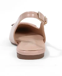 Berness Women's Blanca Patent Slingback Flats with Geometric Accent