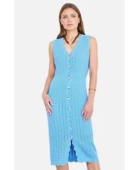 Yumi Women's Cotton Scallop Crochet Knitted Dress