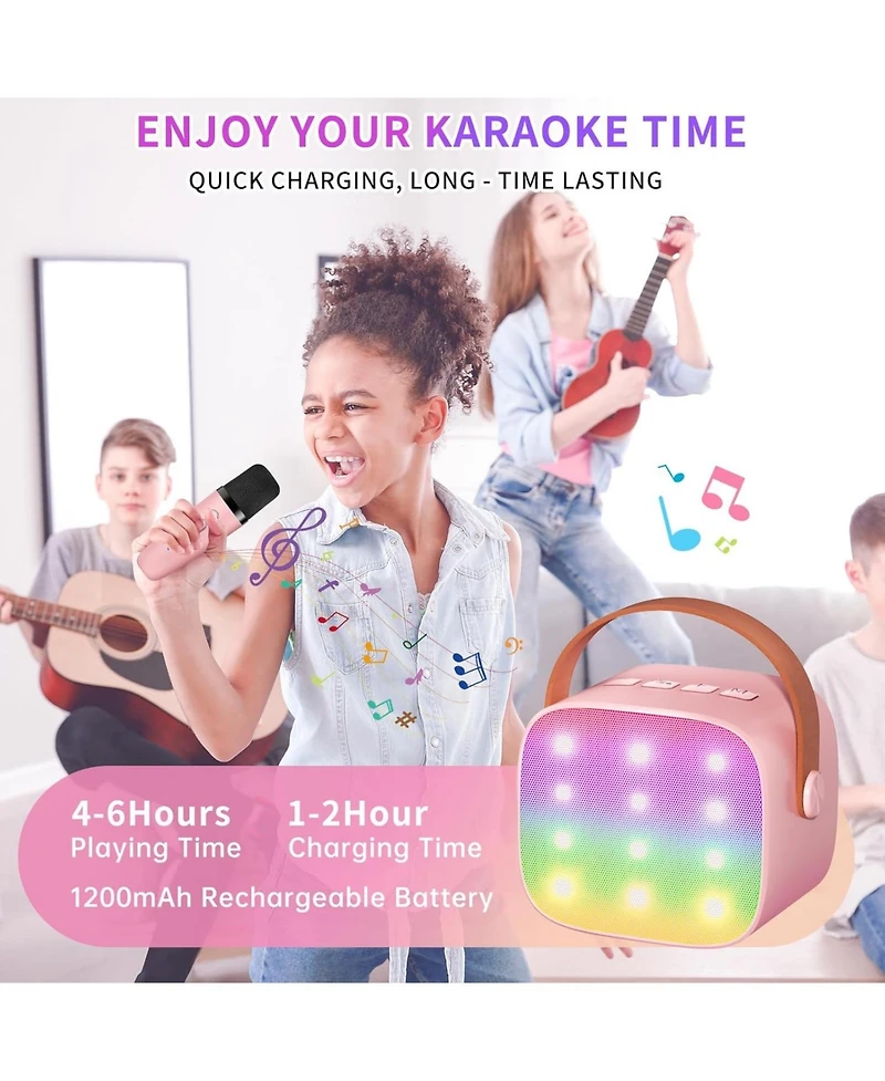 Ipason Mini Karaoke Speaker Wireless Mics and Led Lights Portable Party Machine! Fun Gift for Kids and Adults