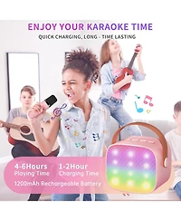 Ipason Mini Karaoke Speaker Wireless Mics and Led Lights Portable Party Machine! Fun Gift for Kids and Adults