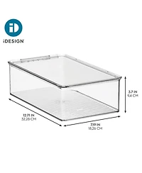 iDesign Stackable Plastic Shoe Box with Hinged-Lid for Sneakers or Flats