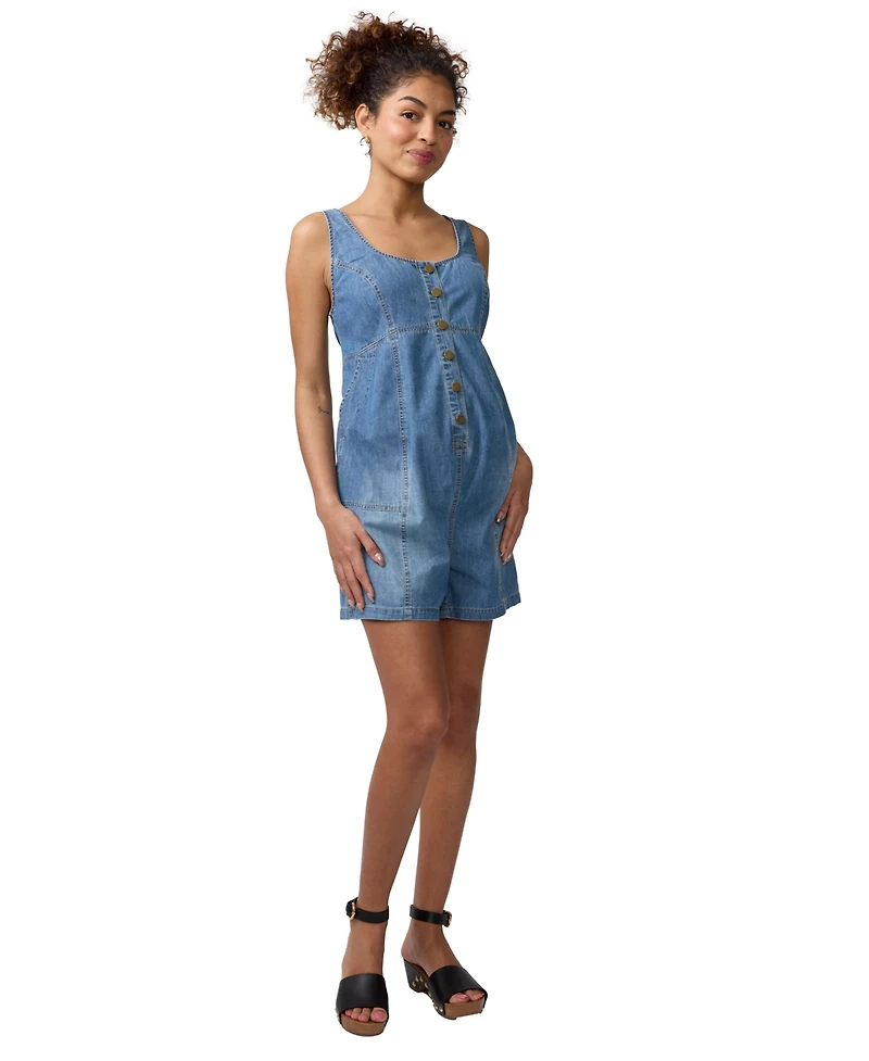 Ingrid + Isabel Maternity Sleeveless Soft Denim Romper