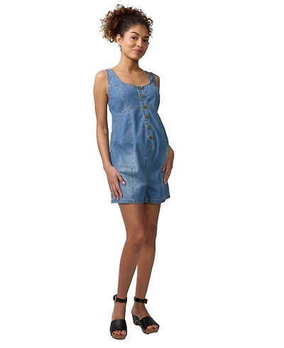 Ingrid + Isabel Maternity Sleeveless Soft Denim Romper