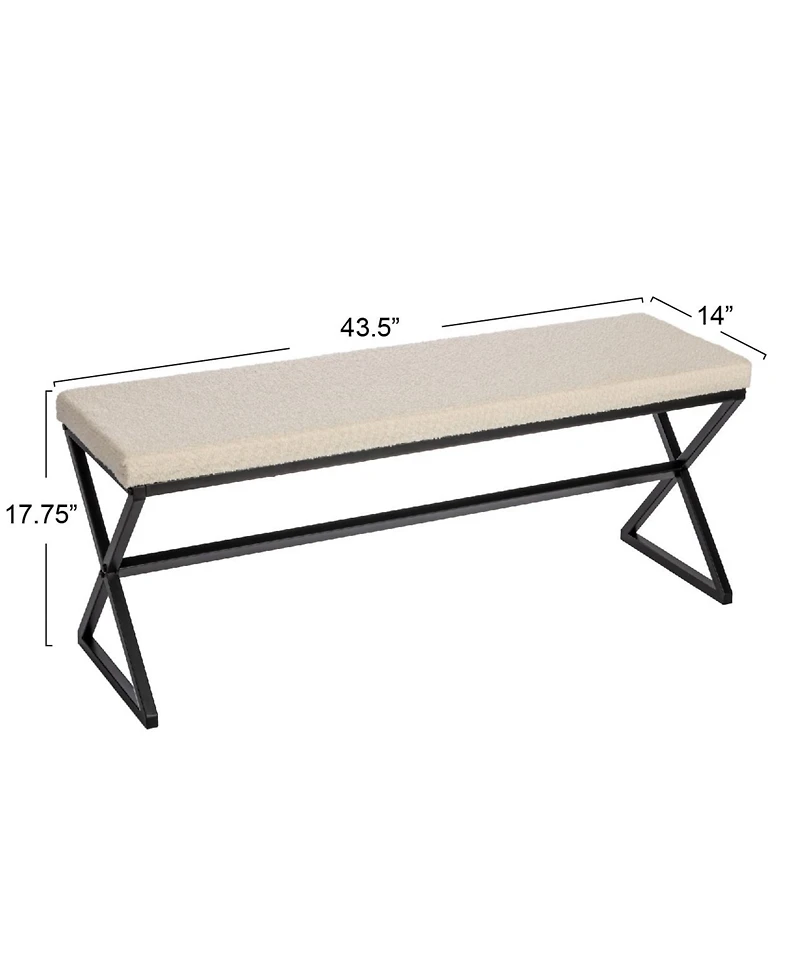 Household Essentials Harper Metal Bench With Boucle Upholstered Cushion