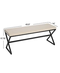 Household Essentials Harper Metal Bench With Boucle Upholstered Cushion