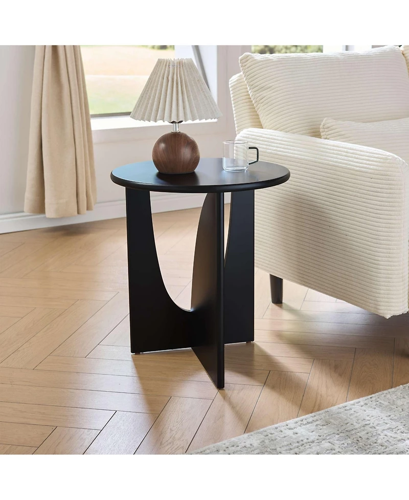 Kings Brand Furniture Round Side End Table - Wooden Accent with Compact Slim Design for Living Room, Bedroom, or Office