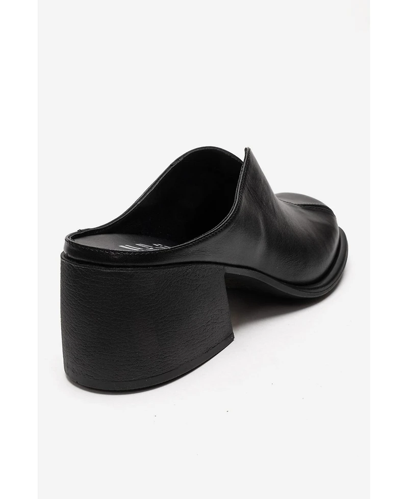 Forever & Always Shoes Women's Ardent Leather Block Heel Mule