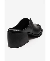 Forever & Always Shoes Women's Ardent Leather Block Heel Mule