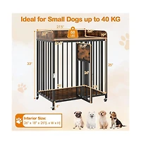 Ruie Dog Crate Furniture with Wheels and Tabletop for Small Dogs