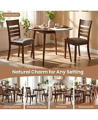 Costway Wooden Dining Chairs with Rubber Wood Frame, Curved Slatted Backrest Dark