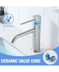 Midola Brushed Nickel Bathroom Faucet Brushed Faucet for Bathroom Sink, Single Hole Bathroom Faucet Modern Single Handle Vanity Basin Faucet