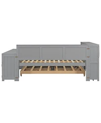 Streamdale Furniture Full Size Daybed with Storage, Trundle, Desk, Charging Station and Led