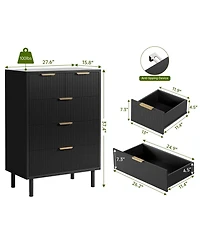 gaomon Drawer Dresser with Waveform Fluted Panel,Modern Bedroom Dresser Chest Cabinet Organizer with Anti-Tipping Design