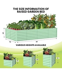 Xo 8x4x2FT Galvanized Raised Garden Bed, Large Metal Planter Box for Vegetables, Flowers and Herbs Rust-Resistant Outdoor Garden Bed
