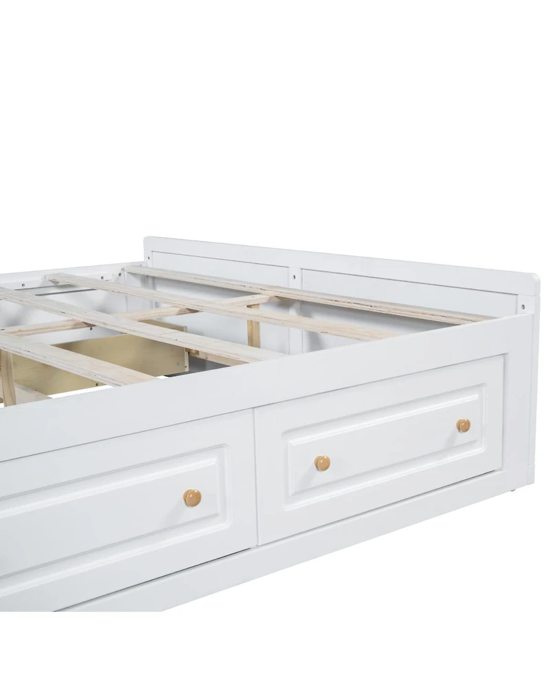 Streamdale Furniture Wood Queen Size Platform Bed Frame with 6 Drawers